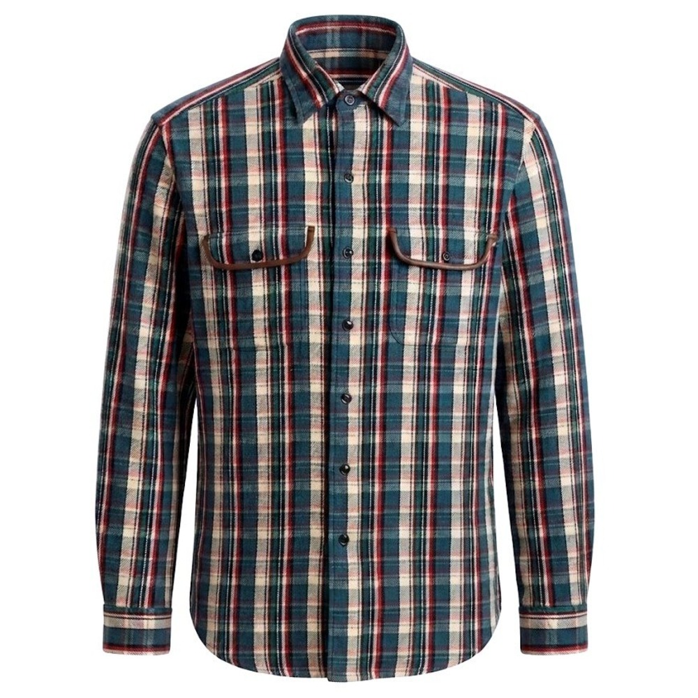 Polo Ralph Lauren Matlock Medium Flannel Shirt Plaid Suede Elbow Patches - CJ